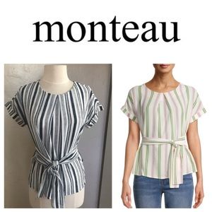 LIKE NEW!  Monteau striped wrap top (S)